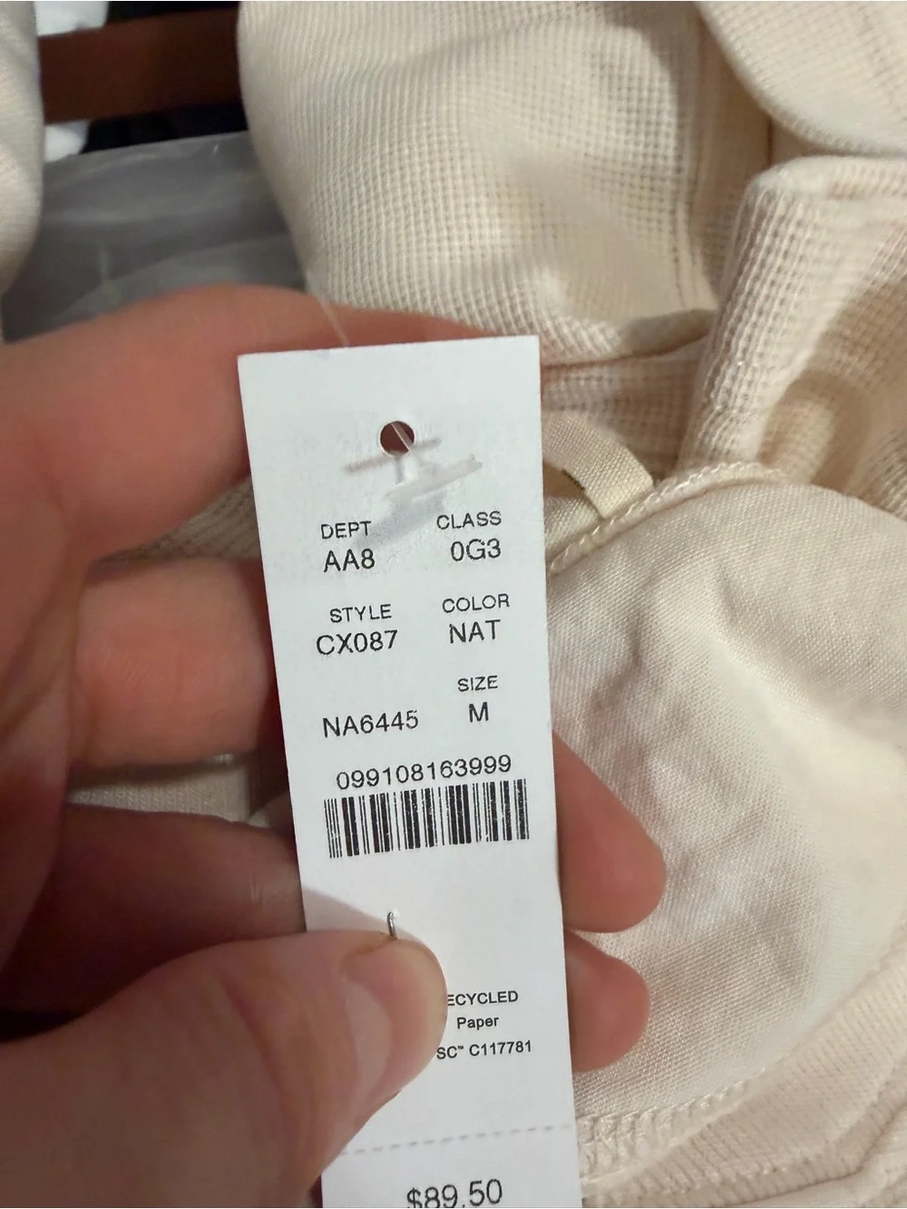 J crew natural Summerweight waffle-knit cotton henley